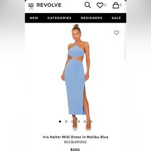 BEC & BRIDGE Iris Halter Midi Dress in Malibu Blue, Size M